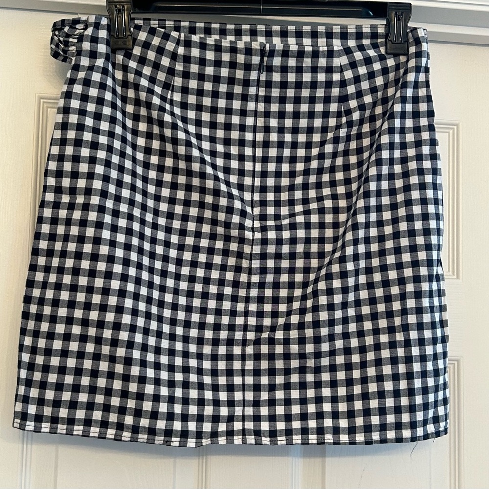 Loft Gingham Cotton Wrap Skirt Navy and White Size 8 - Picture 8 of 8